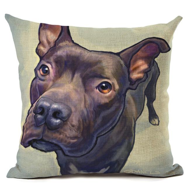 New Cartoon Cotton Linen Cute Dog Printing Pillow Case Home Decorative Pillowcase Cover