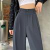 Spring and Autumn Solid Casual Wide Leg Pants Women Fashion Elegant Loose High Waist Trousers Women Straight Slim Fit Fashion Ladies Long Pants 25893