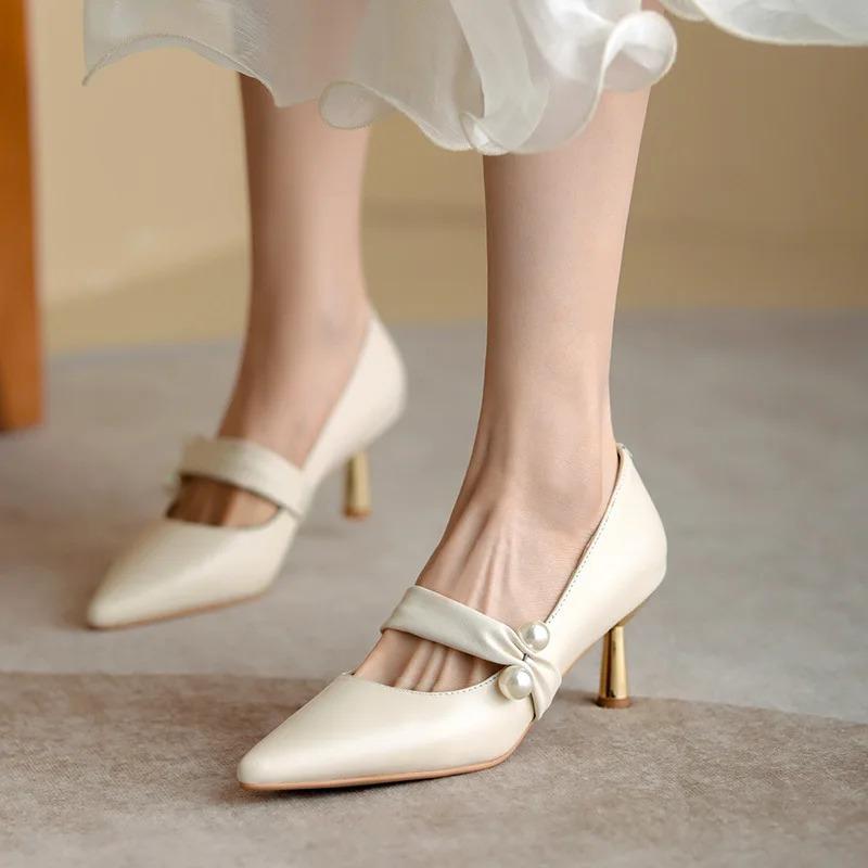 2026 new Spring Fairy Style Wedding Shoes Niche High-end Pearl Single Shoes Formal Women Shoes