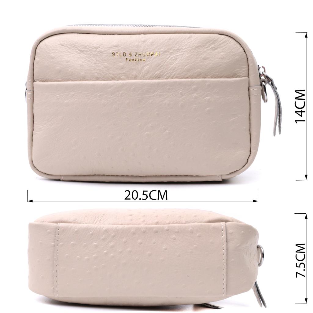 Textured Women's Bag Made of Genuine Leather Vintage 22660 White