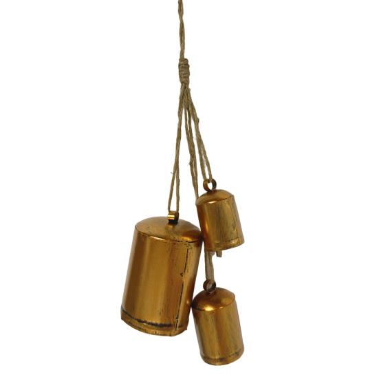 Shabby Chic Metal Cow Bell Hanging Decoration Rustic Vintage Cluster Bell on Rope Home Christmas Party Wall Hanging Decorative Jingle Bell