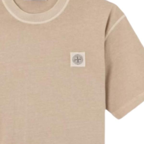 STONE ISLAND Round Neck Logo Patch Short Sleeve T-Shirt Men Tops L1S152100026S0057V019A