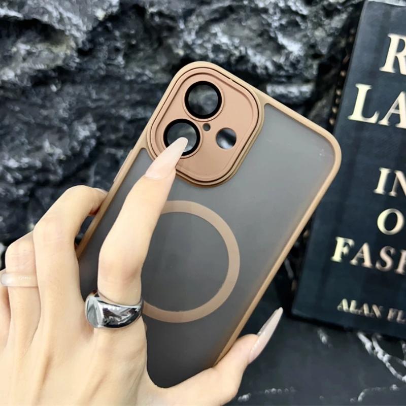 Desert Gold Luxury For Magsafe Wireless Charging Magnetic Case For Iphone 11 12 13 14 15 16 Pro Max Plus Matte Clear Armor Cover