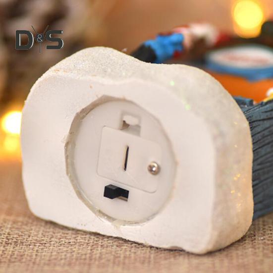 Weihnachtsdorfhaus-Ornamente im Winter, Mini-Lichter-Weihnachtsladen mit Weihnachtsmann, Harz-Desktop-Figur, Urlaubs-Wohnkultur