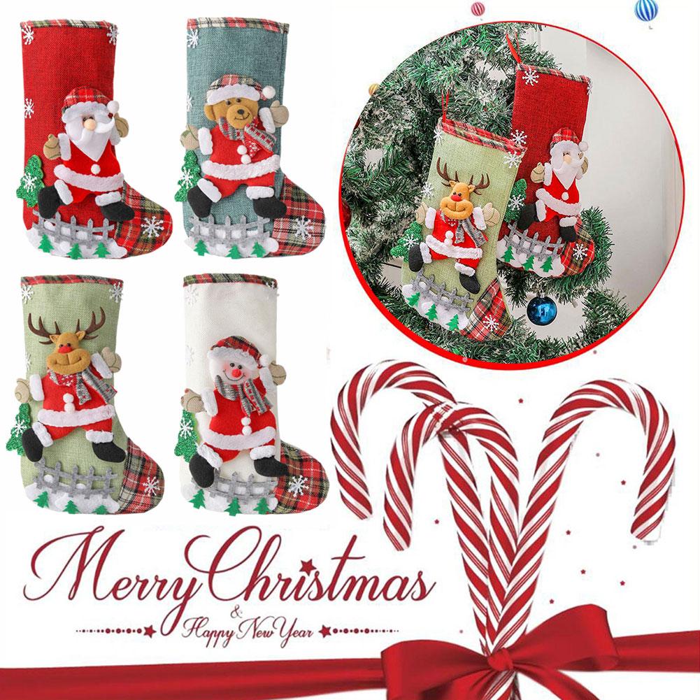 

Christmas Stockings 2025 Xmas Ornament Christmas Sock Xmas Year Gift For Kids Christmas Pattern L4C0 Bear-1pcs