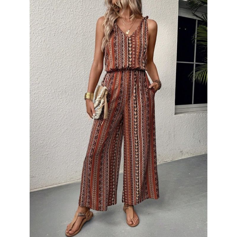 Summer Autumn Women Jumpsuit Ladies Clothes Sling Elastic Waist Jumpsuit