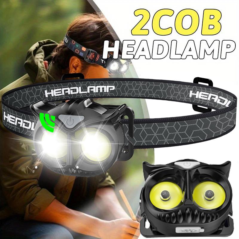 1200mah COB LED Owl Headlamp Charge Headlight with Hook EDC Flashlight for Children Running Fishing Camping with Strong Magnetic