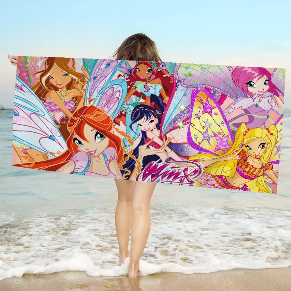 Girl-W-Winx Catoon Clubs Microfiber Beach Towel Absorbent Quick Dry Soft Yoga Swimming Resort Mountain Climbing Towel