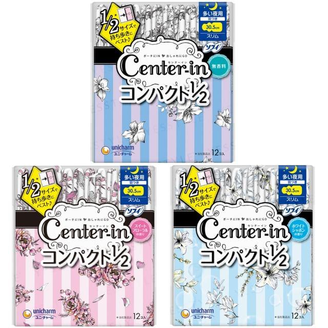 Unicharm - Center-In 1/2 Night Wing Feminine Pads 30.5cm Sweet Floral - 12 pcs