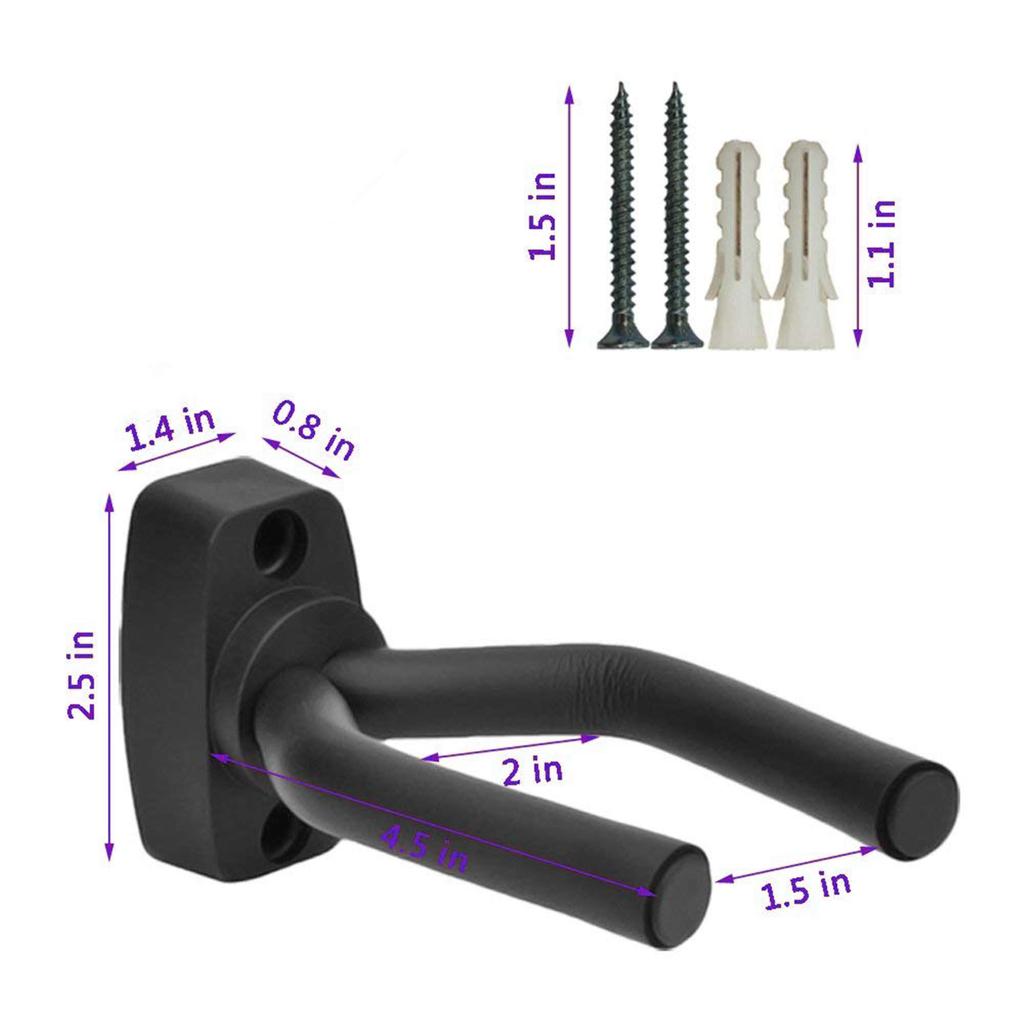 Miwayer Wall hanger for guitar from 1 to 10 pieces, black hook for all sizes, bass, mandolin, Banjo, ukulele, guitar accessory