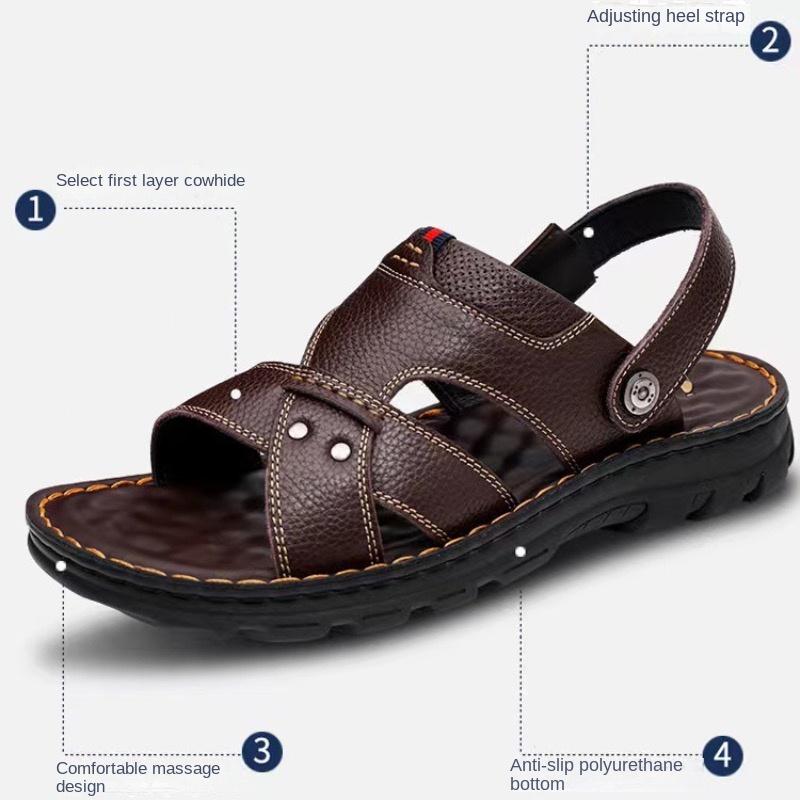 Men's Sandals Fashion Casual Leather Sandals Outdoor Non Slip Trekking Sandalias Summer New Beach Shoes for Men Designer Sandals