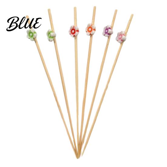 Tulip Fruit Labels Leaves Eco-friendly Picks Picks Cocktail 100Pcs Disposable with Decorative Tags Flower Tips Bamboo Skewers for Fruits