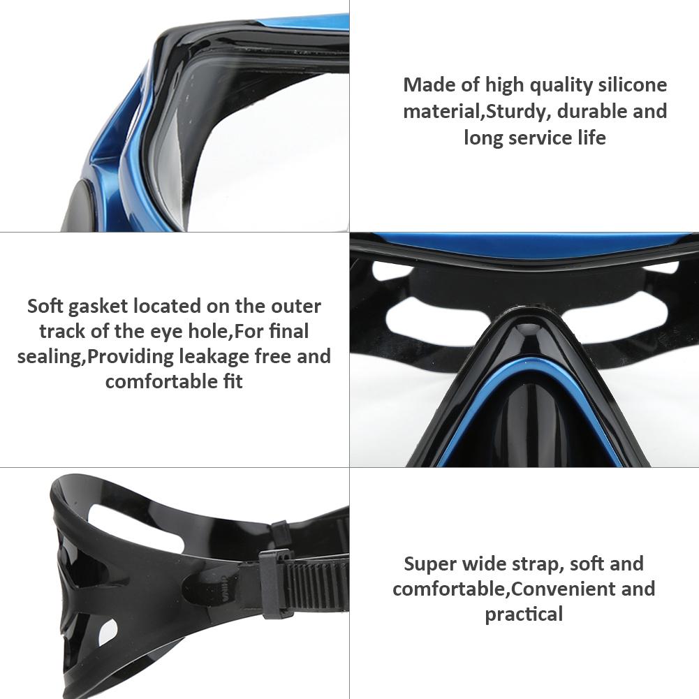 Silicone Adults Snorkeling Goggles Toughened Glass Large View Swimming Glasses Diving Equipment