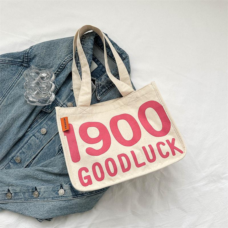 Stylish Large Capacity Canvas Bag For Kids With Trendy Letter Design Versatile And Practical маджента