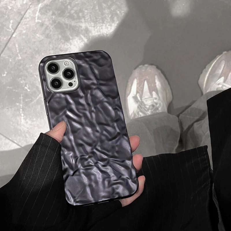 Black tin paper pattern Phone Case for iphone 17 16 15 14 13 11 12 Pro Max X XS Max XR 8p 7p Shockproof Soft Cover