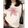 Women's Casual Floral Print Women's Crewneck Casual Short Sleeve T-Shirt Summer Harajuku Streetwear Tops Tees Women Clothes