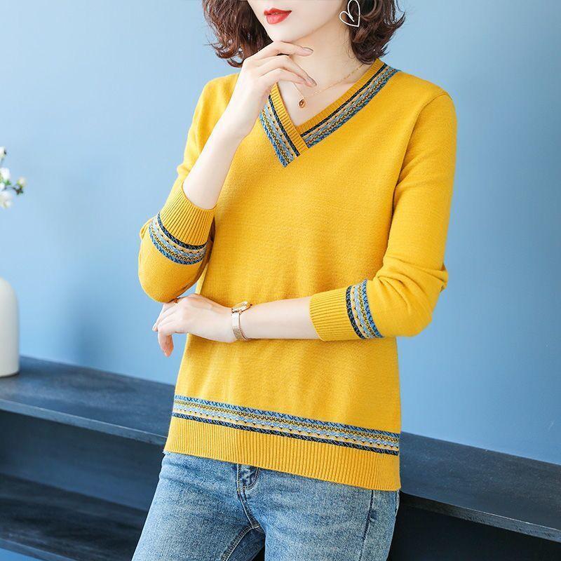 Women's Autumn & Winter Short-Style Pullover Sweater Sweetheart V-Neck Loose Knit Base Layer Top