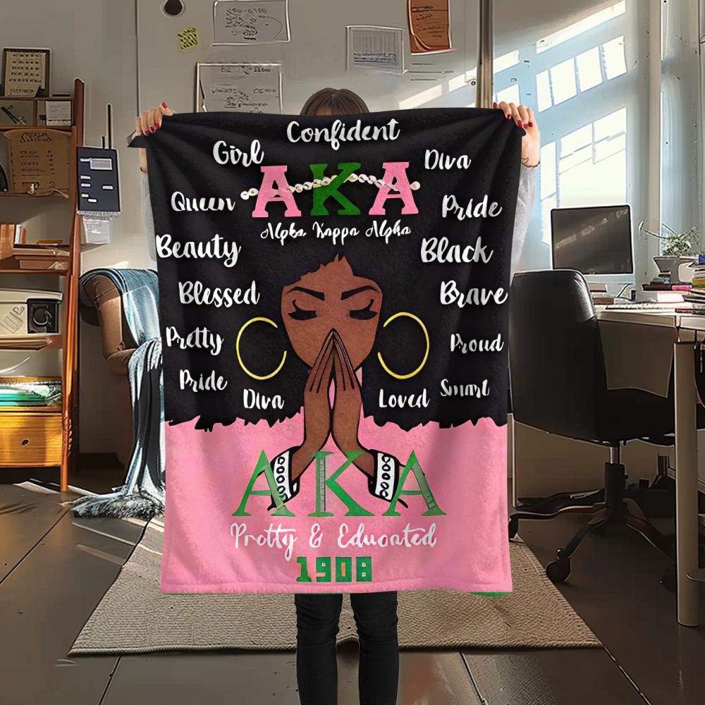 1Pc AKA Print Flannel Blanket, High quality Comfortable for All Seasons, Home Decor, Warmth and Comfort, Perfect for Christmas Gifts