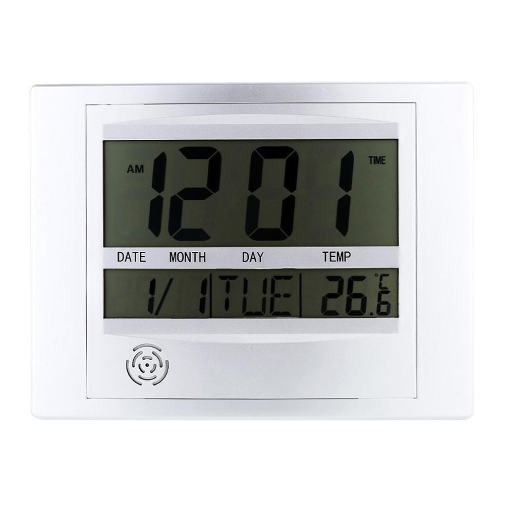 Digital LCD Home Office Decor Wall Clock Indoor Temperature Metal Wall Clock Day Wall Clock Bathroom Wall Clock