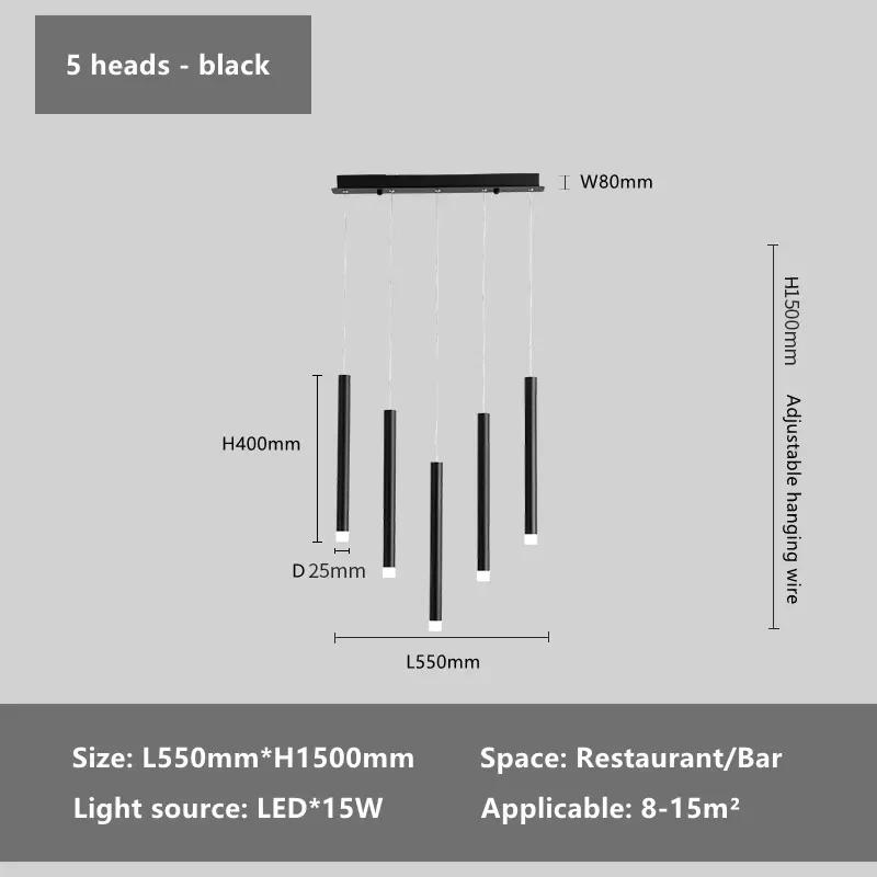 LED Restaurant Pendant Lamp Nordic Long Downlight Kitchen Dining Room Table Modern Black Hanging Chandelier Office Cafe Lighting
