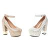 Pailletten Gold Pumps Frauen Bling-Bling Glitter Silber High-Heels Schuhe Dame Dicken Absätzen Plattform Schnalle Schuhe Hochzeit Party