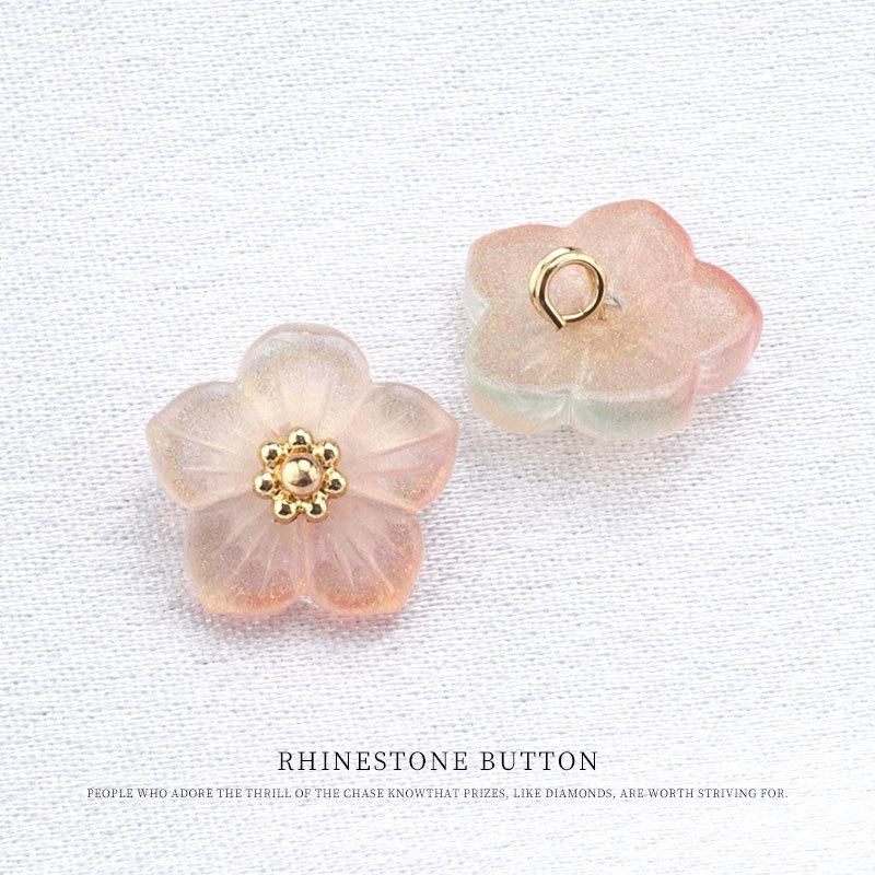 

5pcs Pink Flower Glass Small Button Fresh Shirt Skirt Cheongsam Hanfu Tang Dress Button Accessories 13mm pearlescent purple