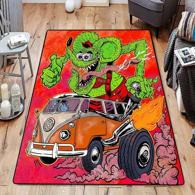 Funny Room Rugs Foot Carpets R-Rat Fink Entrance Doormat Kawaii Rug Floor Mats Bath Mat Kitchen Hallway Carpet Home Decor