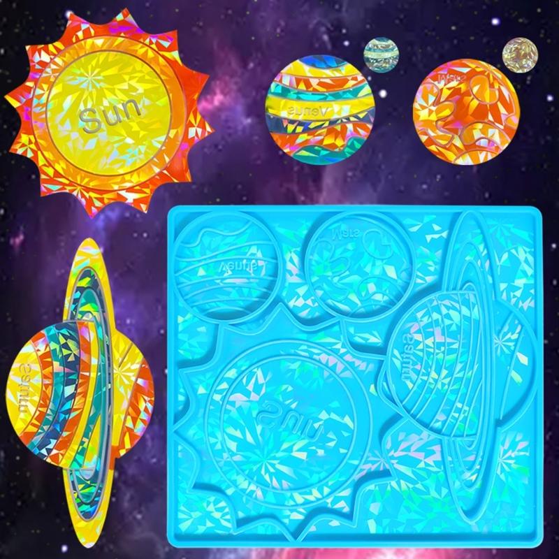 DIY Solar System Coaster Silicone Mould Holographic Epoxy Resin Mold DIY Ornaments Mold Handmade Crafts Tool Easy Clean