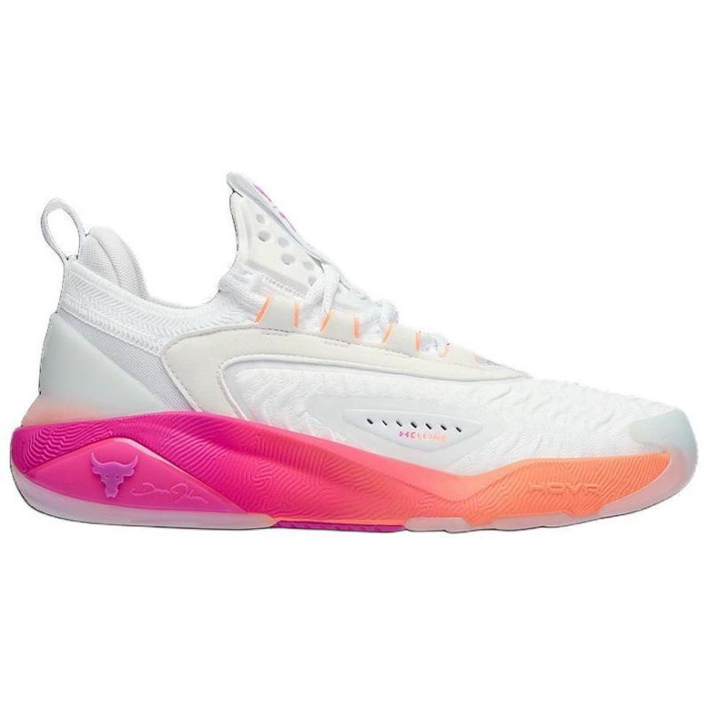 Under Armour Project Rock 7 Slip Resistant Abrasion Resistant Low top Training Shoes Women's White Pink Sneakers 3027601-101