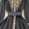 Süßer Stil Damen Langarm Stickerei Patchwork Einreiher Hohe Taille A-Linie Kleid Herbst Neue Kleider SN3859