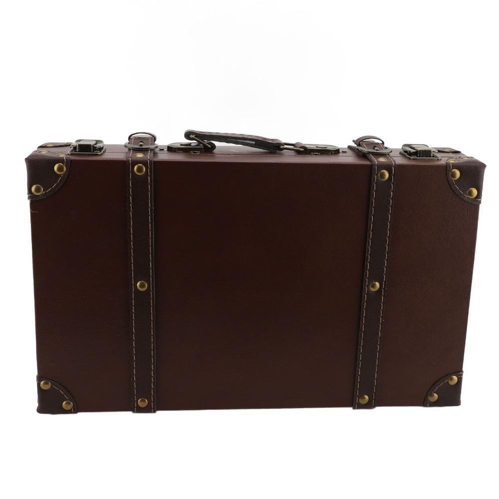 Wood Vintage Suitcase Brown Wooden Storage Box Multi-purpose Organizer  Home Organization