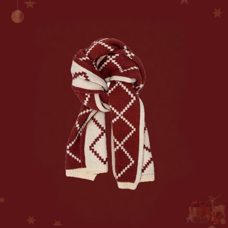 Stilvoller Weihnachtsrinde Schneemann Winter Schal Warmer Wickel; Rotes Saisonales Studentenpaar Geschenk für Nackenschutz