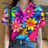 2568 Hawaiian Flower Women's Shirt Colorful Flower Holiday Short Sleeve Top Comfortable Fabric Colorful