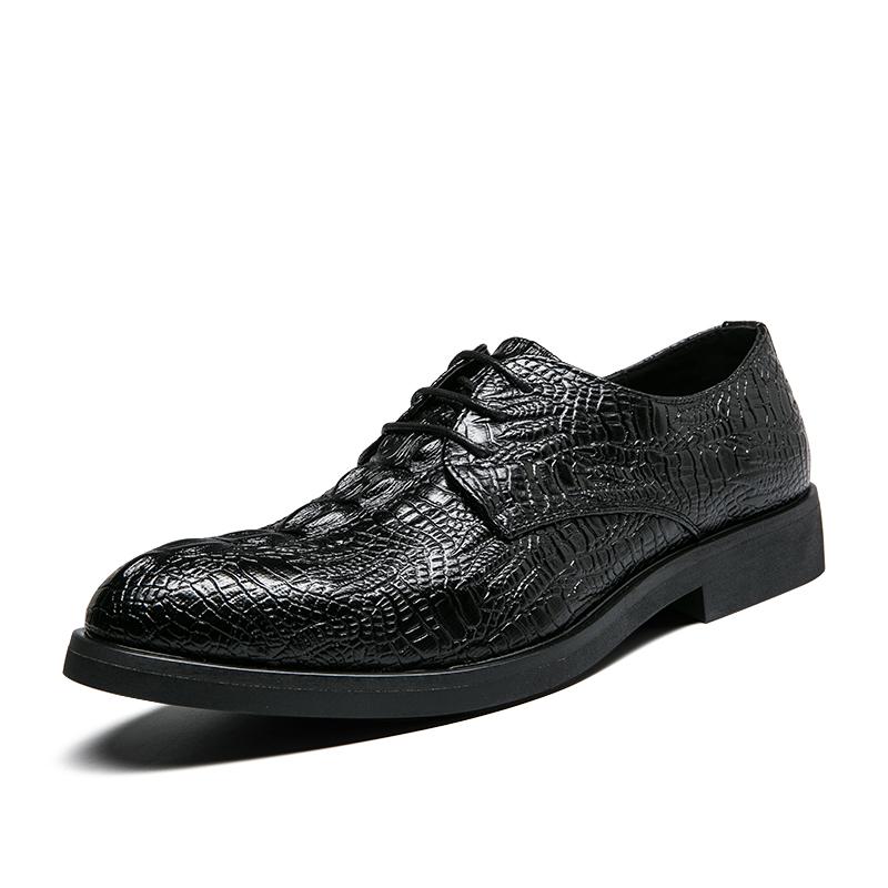Crocodile Pattern Men Leather Casual Shoes Thick Platform Business Shoes Sneakers Outdoor Male Derby Shoes Formal Dress Footwear