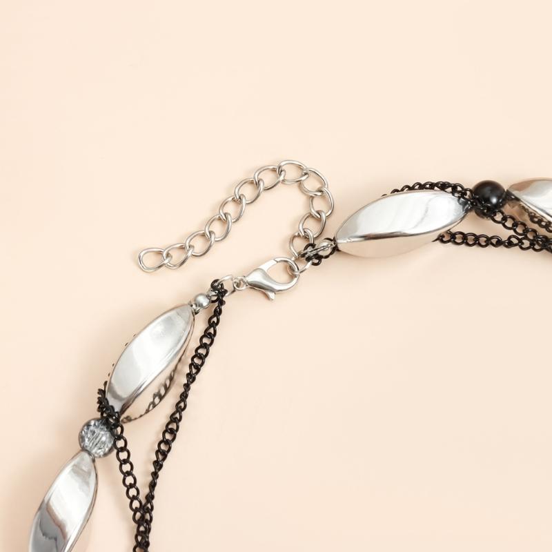 Versatile Tapered Spiraled Beaded Necklace Dark Design Jewelry With Fringed Detail Comfortable For Daily Wear