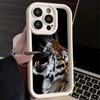 LZ30 Tiger Lion Cat Silicone Phone Case for iPhone 11 13 14 15 16 Pro Max 7 8 16 Plus 12 mini XS Max XR Shockproof Back Cover