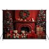 Mocsicka Christmas Photography Background Xmas Tree Fireplace Wall Decors Family Baby Children Portrait Photo Backdrop Wallpaper