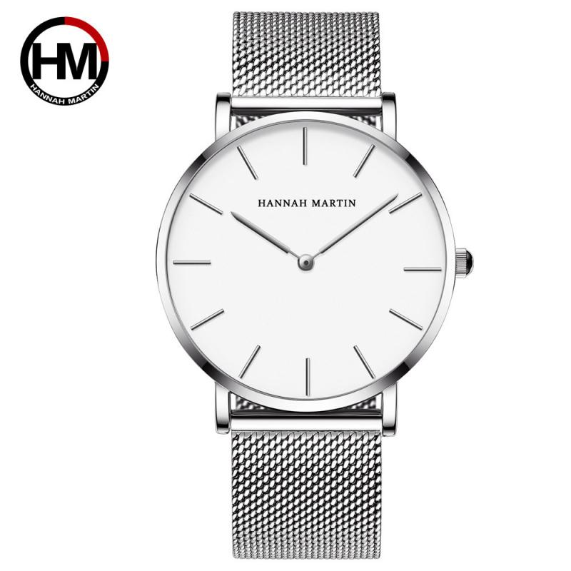 Japanese Movement 40mm Stainless Steel Braided Mesh Strap Men's Waterproof Simple Quartz Thin Durable Watch