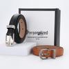 Elegant Women's Two-Layer Genuine Cowhide Leather Belt with Retro Silver Pin Buckle - Thin Decorative Accessory for Pants