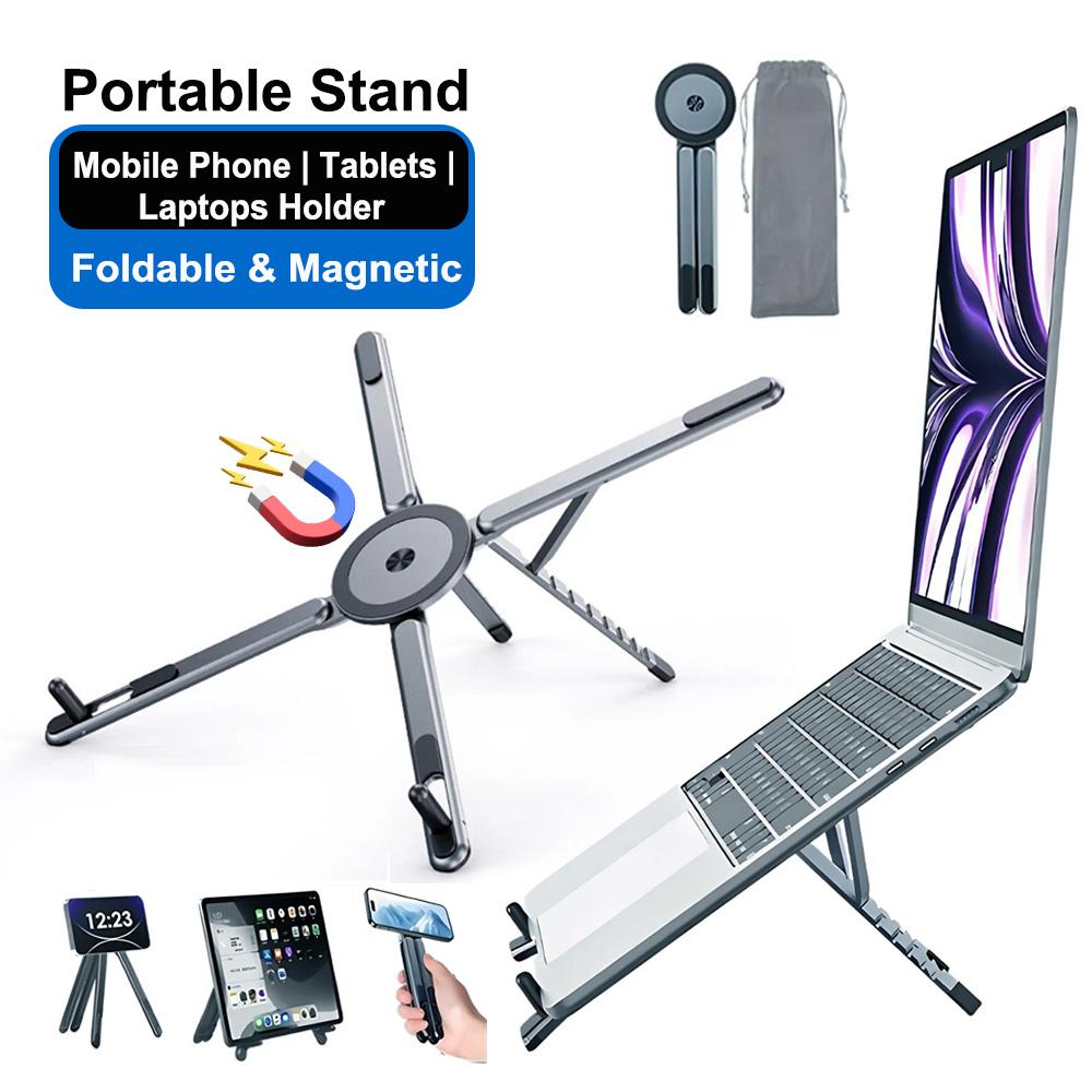 Faltbarer magnetischer Laptop-Ständer aus Aluminiumlegierung, tragbar, verstellbar, Halter zur Wärmeableitung, unterstützt Telefon, Tablet, Notizbuch