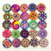 100-Pack Retro Wooden Round Buttons: 15/20/25mm Painted & Printed