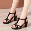 Fashion 8cm/10cm/13cm Female Microfiber Leather Platform Chunky Heel Elegant Sandal Woman Sexy High Heels Ladies Summer Dress Shoe Women