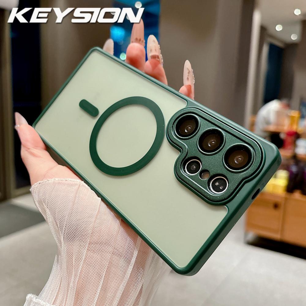 KEYSION Luxury Matte Translucent Magnetic Case for Samsung Galaxy S25 S26 Ultra 5G S26+ S25 FE Shockproof Armor Phone Cover