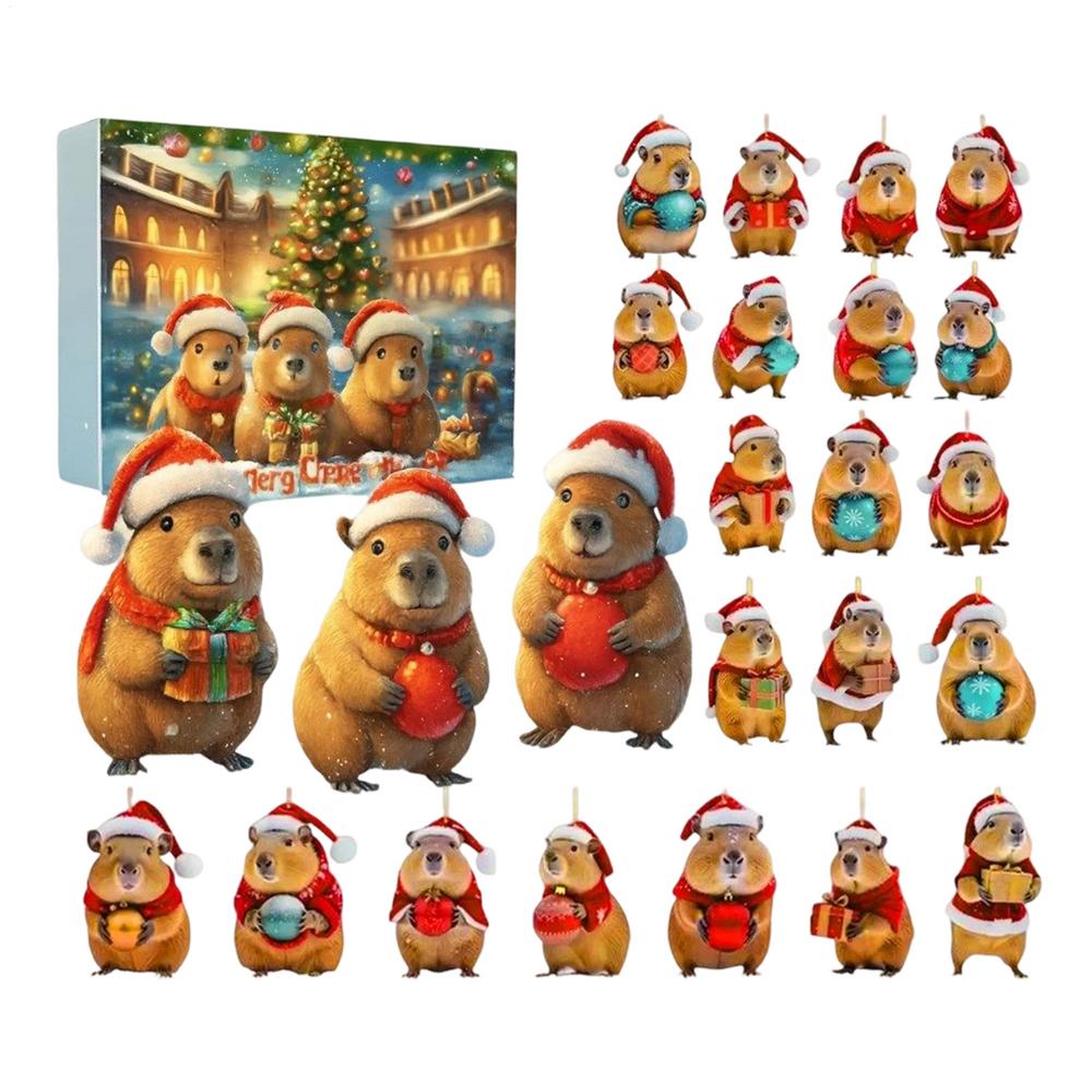 

Capybara Advent Christmas 2D Acrylic Decor 24 Days Capybara Ornament 2025 Countdown Calendar for Home Christmas Tree Car L