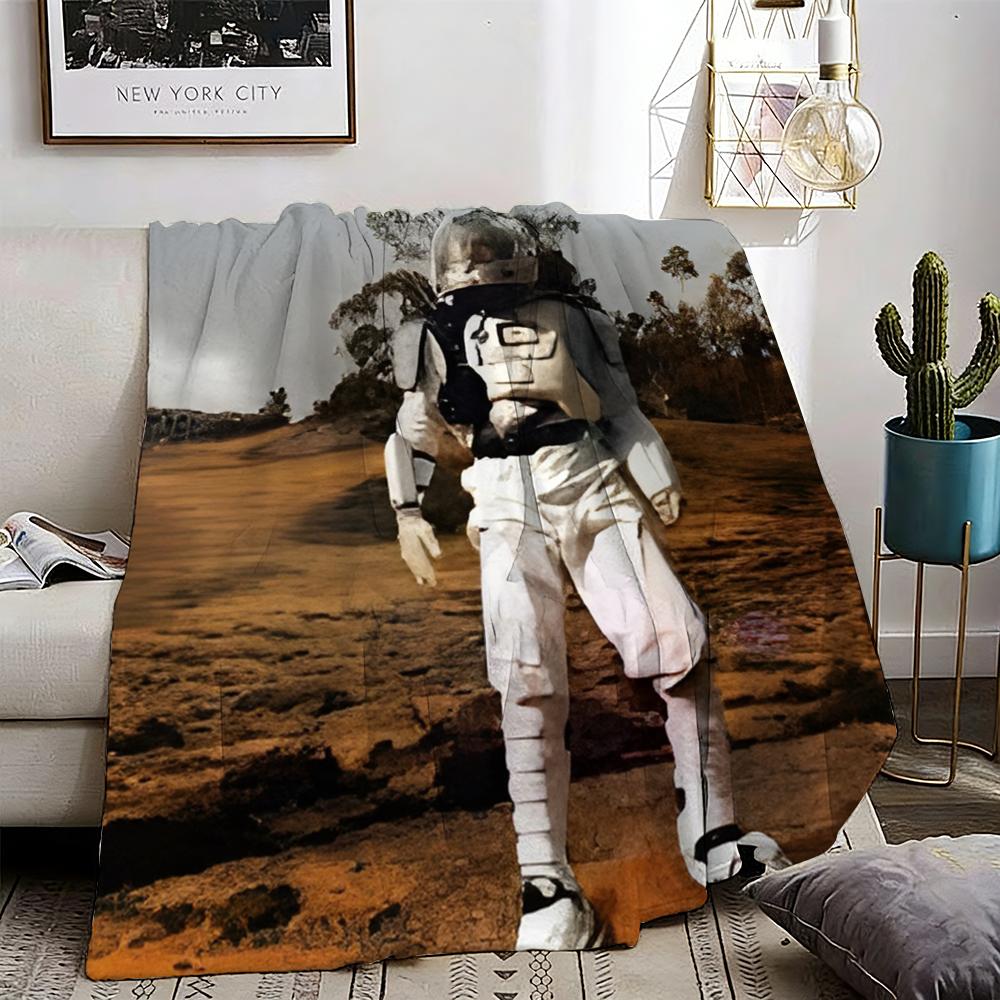 El Astronauta Throw Lightweight 240g Flannel Blanket Soft Skin-friendly for Summer Cooling 75X95CM