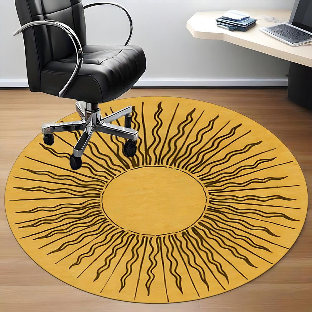 1PC Sunburst Pattern Chair Carpet for Office, Indoor Non-Slip Washable Carpet, Soft Comfortable Mat For Office Room yy250930312
