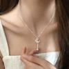 S925 Sterling Silver Necklaces For Women Simple Chain Fashion Minimalist Moon Zircon Necklaces Badminton Shape Birthday Gift