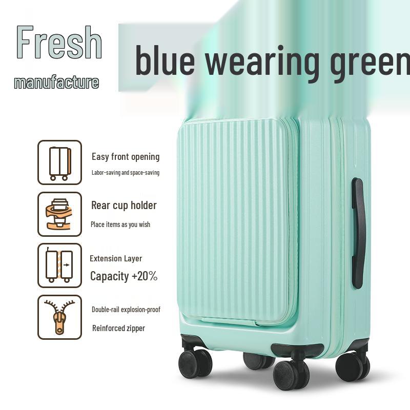 

2025 Расширяемый Многофункциональный 20-дюймовый Кожаный Чемодан-тележка для ручной клади с фронтальным открыванием для мужчин и женщин 20-inch