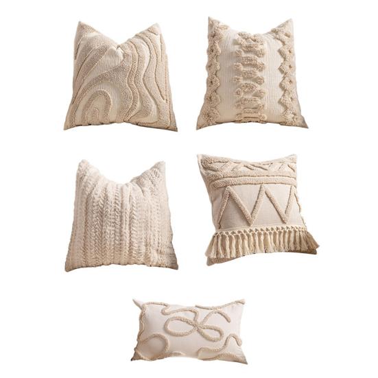 Povlak na polštář 18x18 palců Jednobarevný s třásněmi Neviditelný zip Povlak na polštář Valentýnský polštářek Domácí dekorace