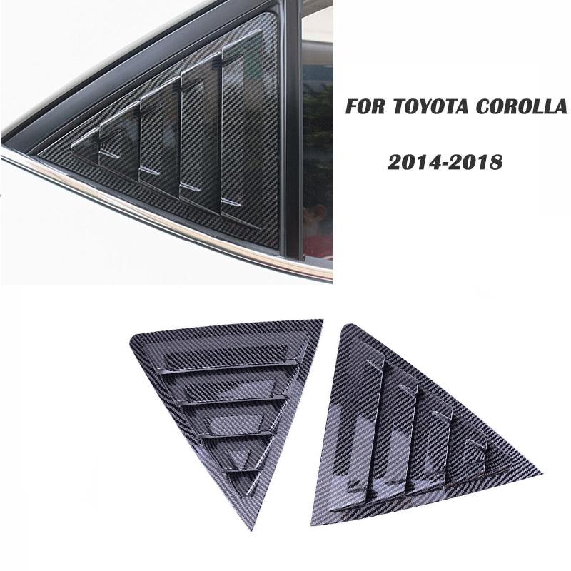 För Toyota Corolla 2014-2018 Bil Bakre Lamell Fönster Sida Lucka Skydd Trim Klistermärke Ventil Skopa ABS Kolfiber Svart Auto